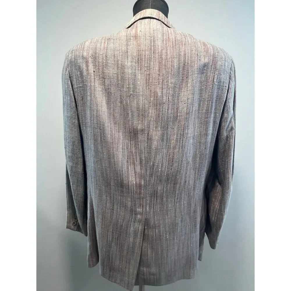 Hickey Freeman Vintage Textured Multicolored Silk 2 Button Blazer Size 44 JP